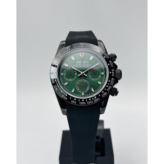 Custom Seiko Mod • Green Black Daytona • 39.5mm